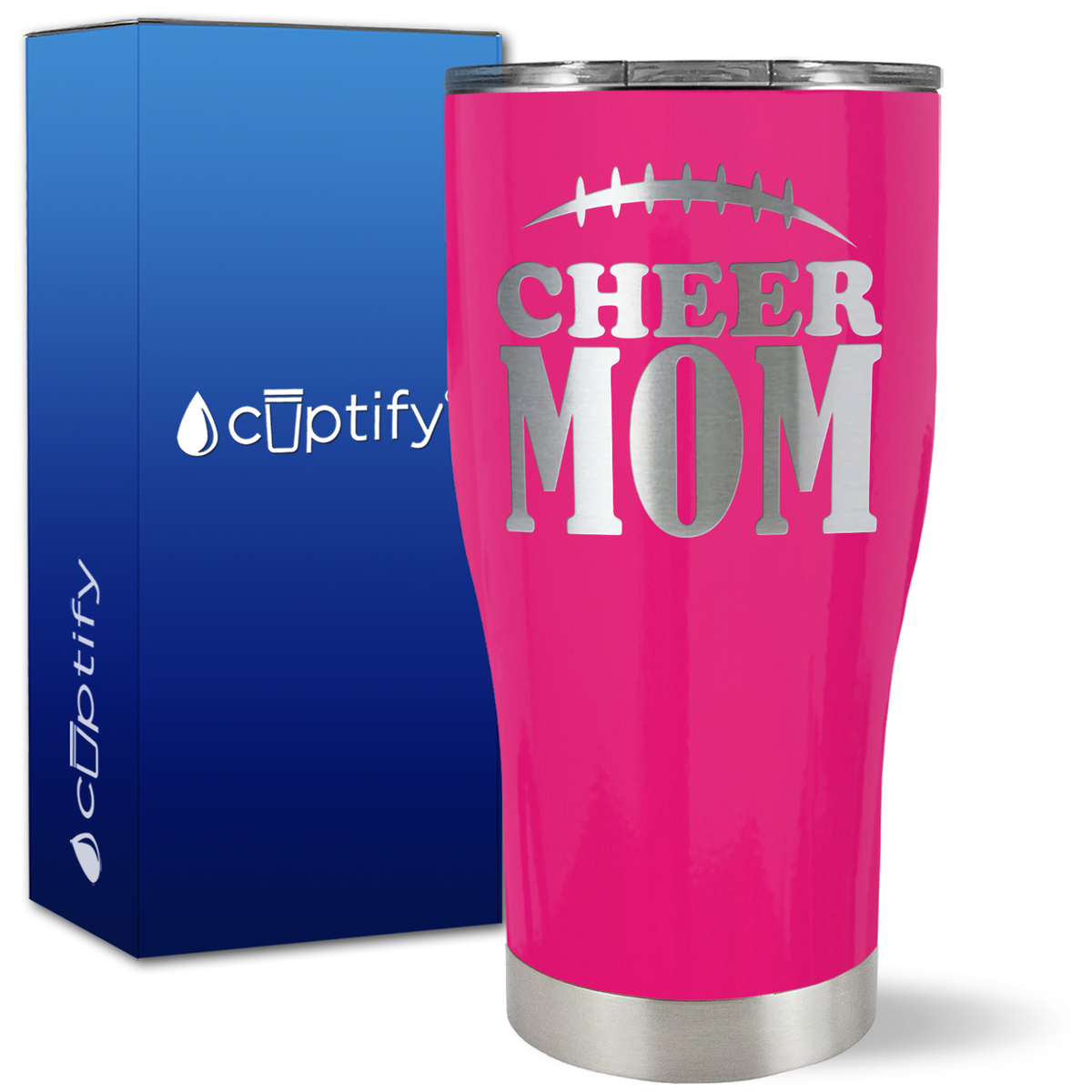 Cheer Mom Football Stitches on 27oz Curve Tumbler
