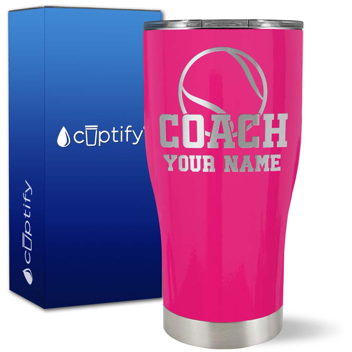 Personalized Coach Tennis Ball on 27oz Curve Tumbler