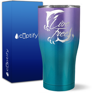 Dolphins Live Free on 27oz Curve Tumbler