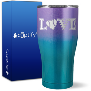 Baseball Love Heart on 27oz Curve Tumbler