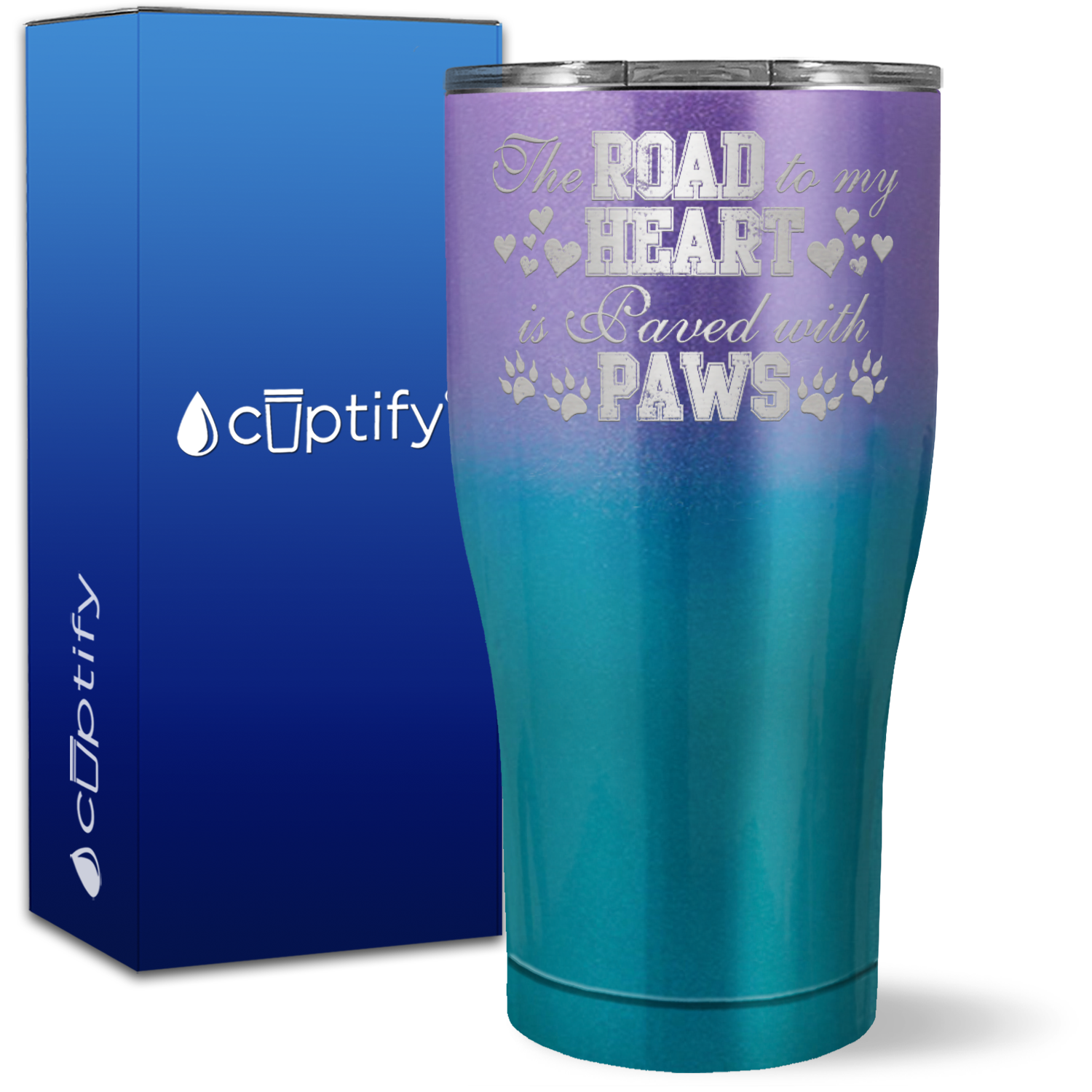 The Road To My Heart is Paved With Paws on 27oz Curve Tumbler