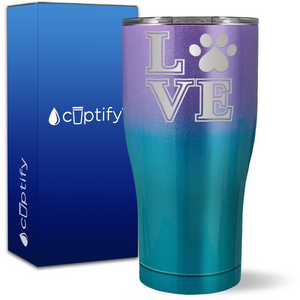 Love Dogs Paw Print on 27oz Curve Tumbler