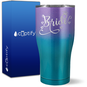Bride Hearts and Ring on 27oz Curve Tumbler