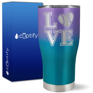 Baseball Heart Love on 27oz Curve Tumbler