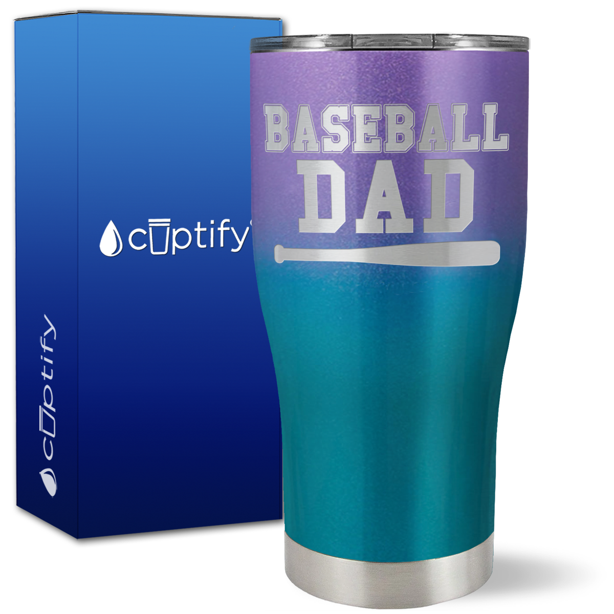 Baseball Dad with Bat on 27oz Curve Tumbler