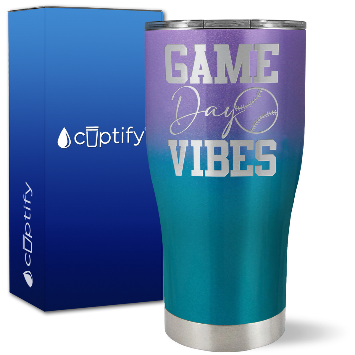 Game Day Vibes Baseball on 27oz Curve Tumbler