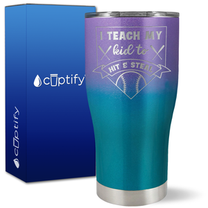 I Teach My Kid to Hit and Steal Baseball Base on 27oz Curve Tumbler