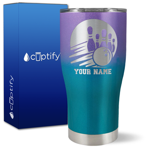 Custom Bowling and Pins on 27oz Curve Tumbler