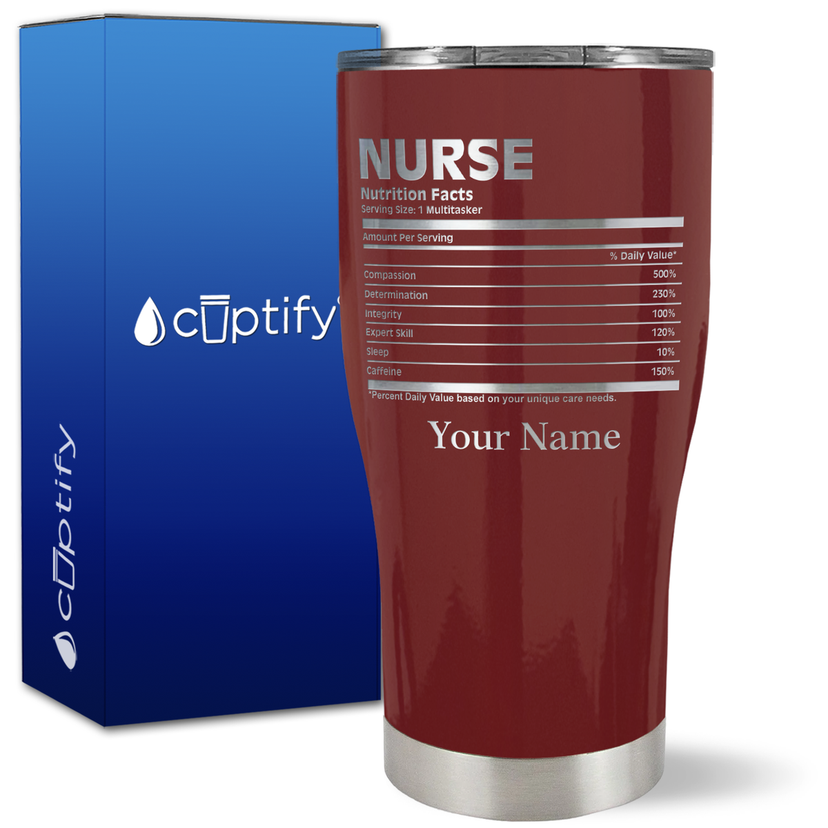 Personalized Nurse Nutrition Facts on 27oz Curve Tumbler