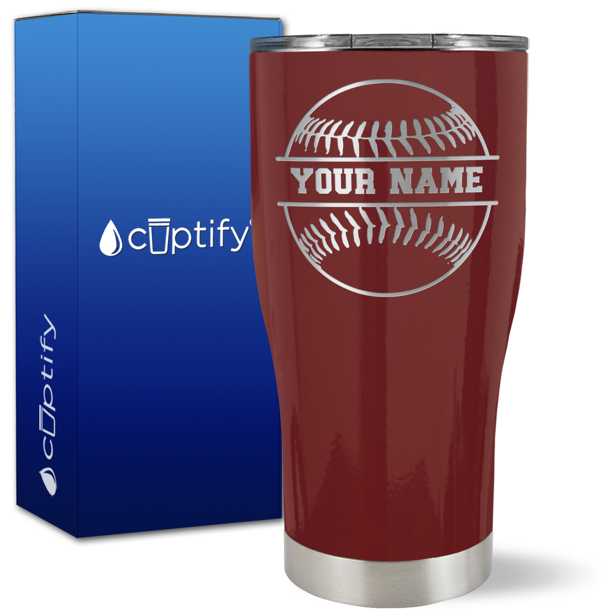 Personalized Baseball Name on 27oz Curve Tumbler