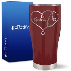 Personalized Heart Stethoscope on 27oz Curve Tumbler