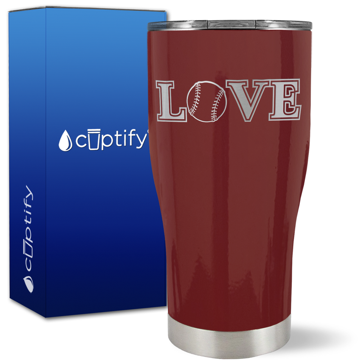 Baseball Love on 27oz Curve Tumbler