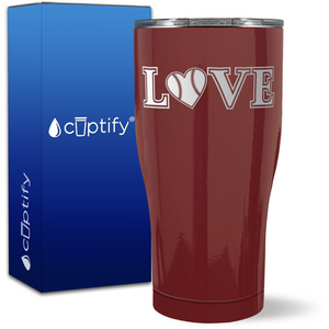 Baseball Love Heart on 27oz Curve Tumbler