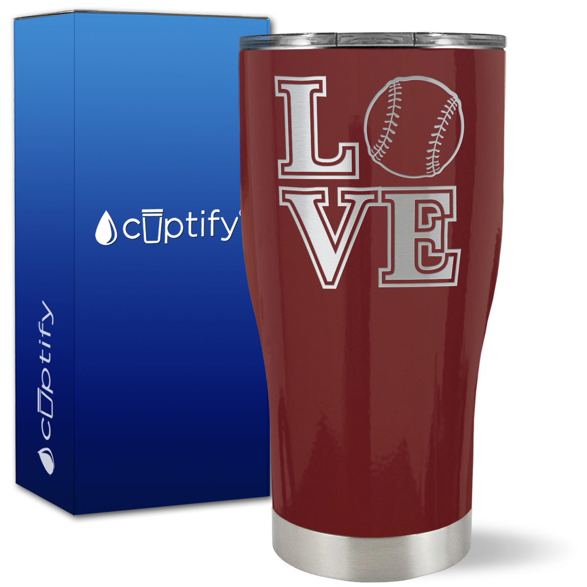 Love Baseball on 27oz Curve Tumbler
