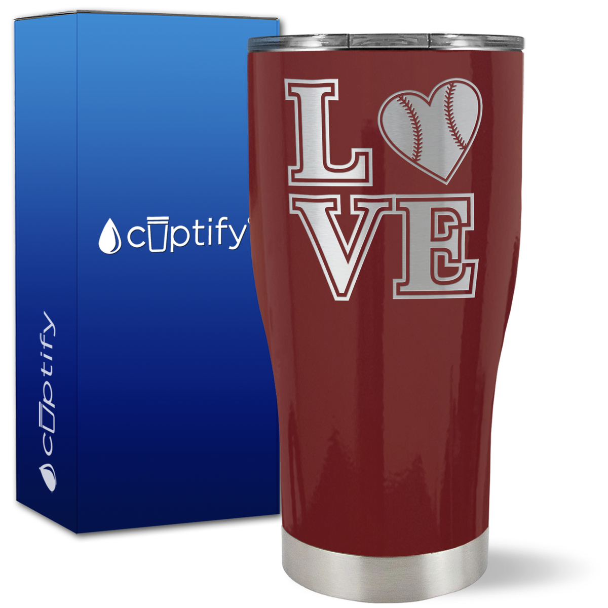 Baseball Heart Love on 27oz Curve Tumbler