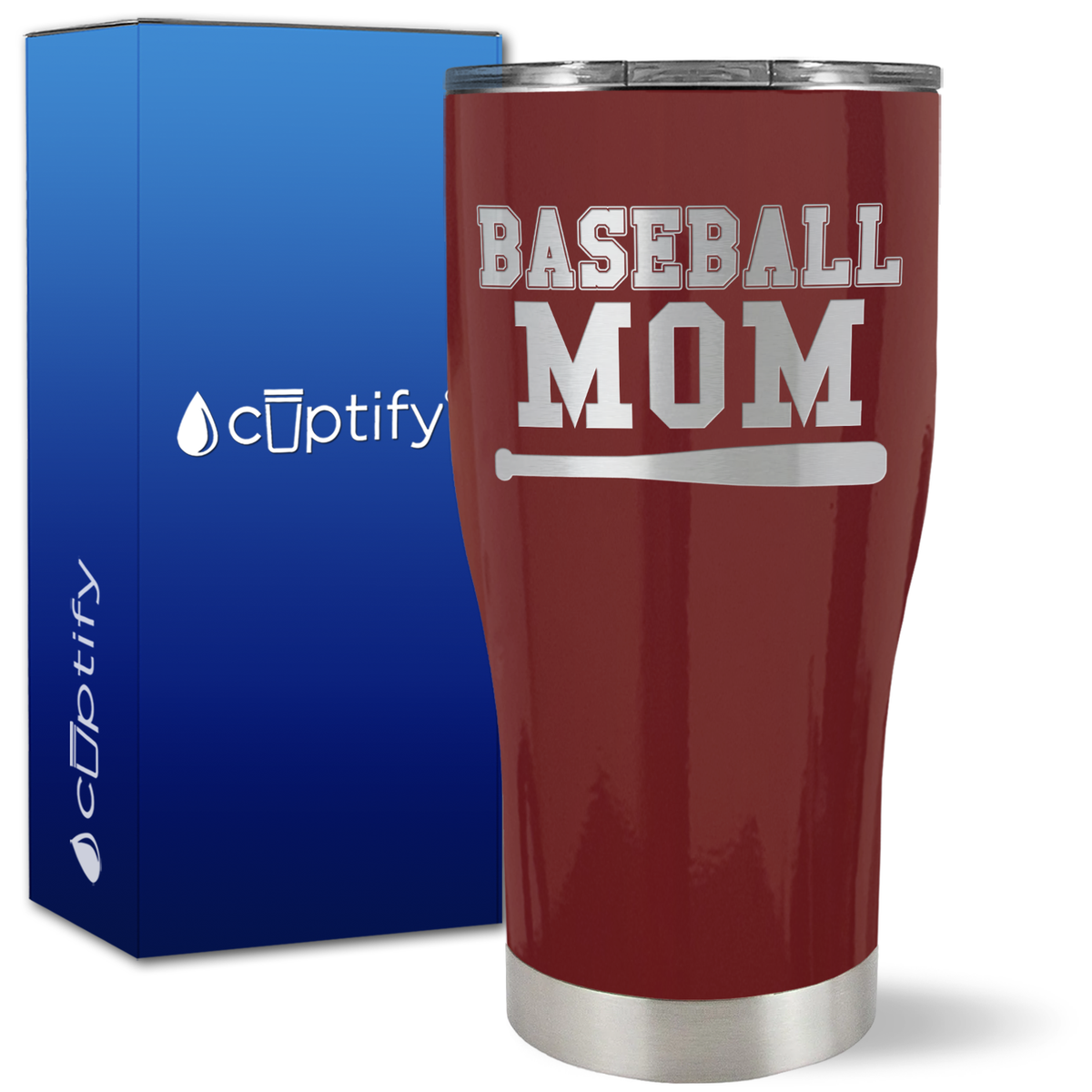 Baseball Mom with Bat on 27oz Curve Tumbler