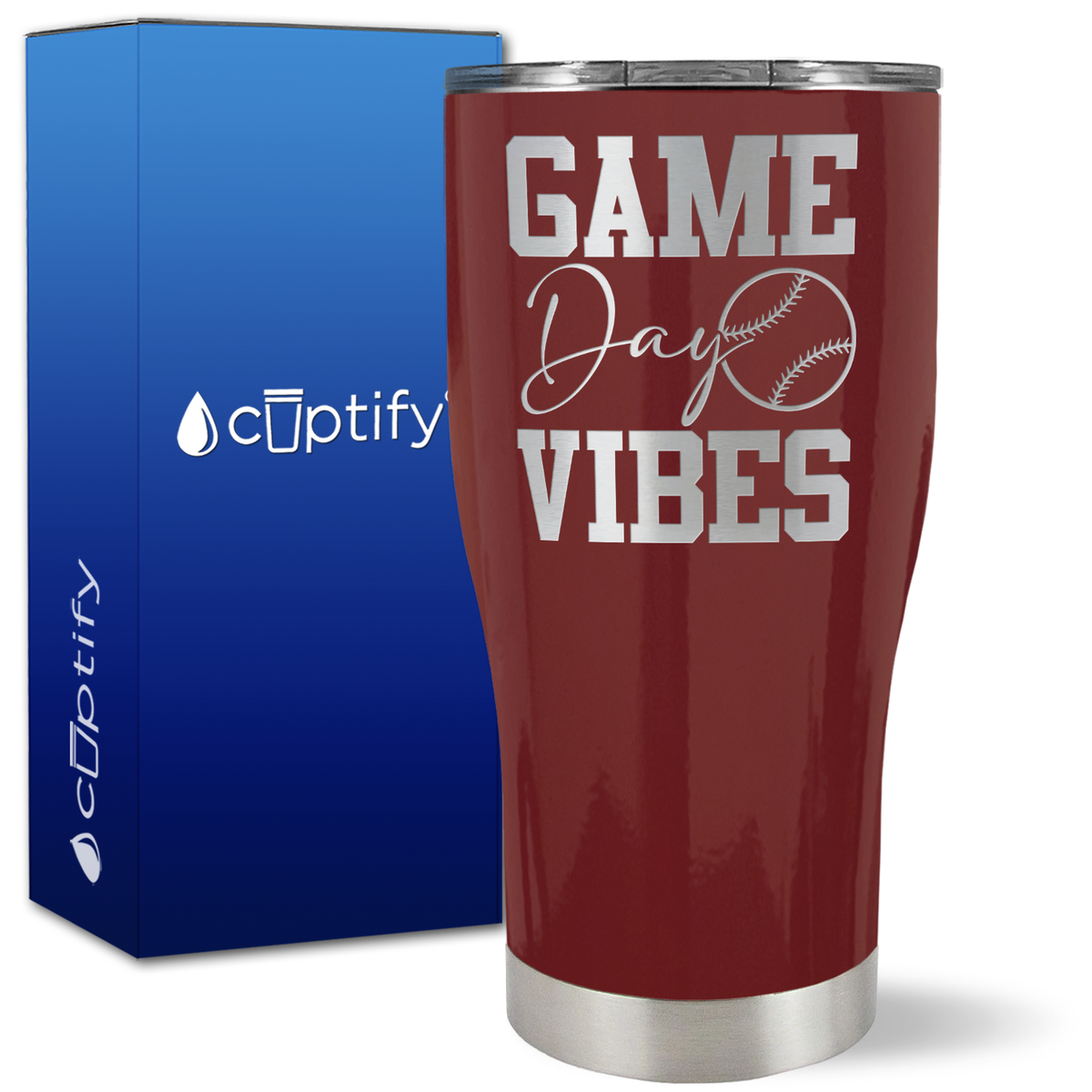 Game Day Vibes Baseball on 27oz Curve Tumbler