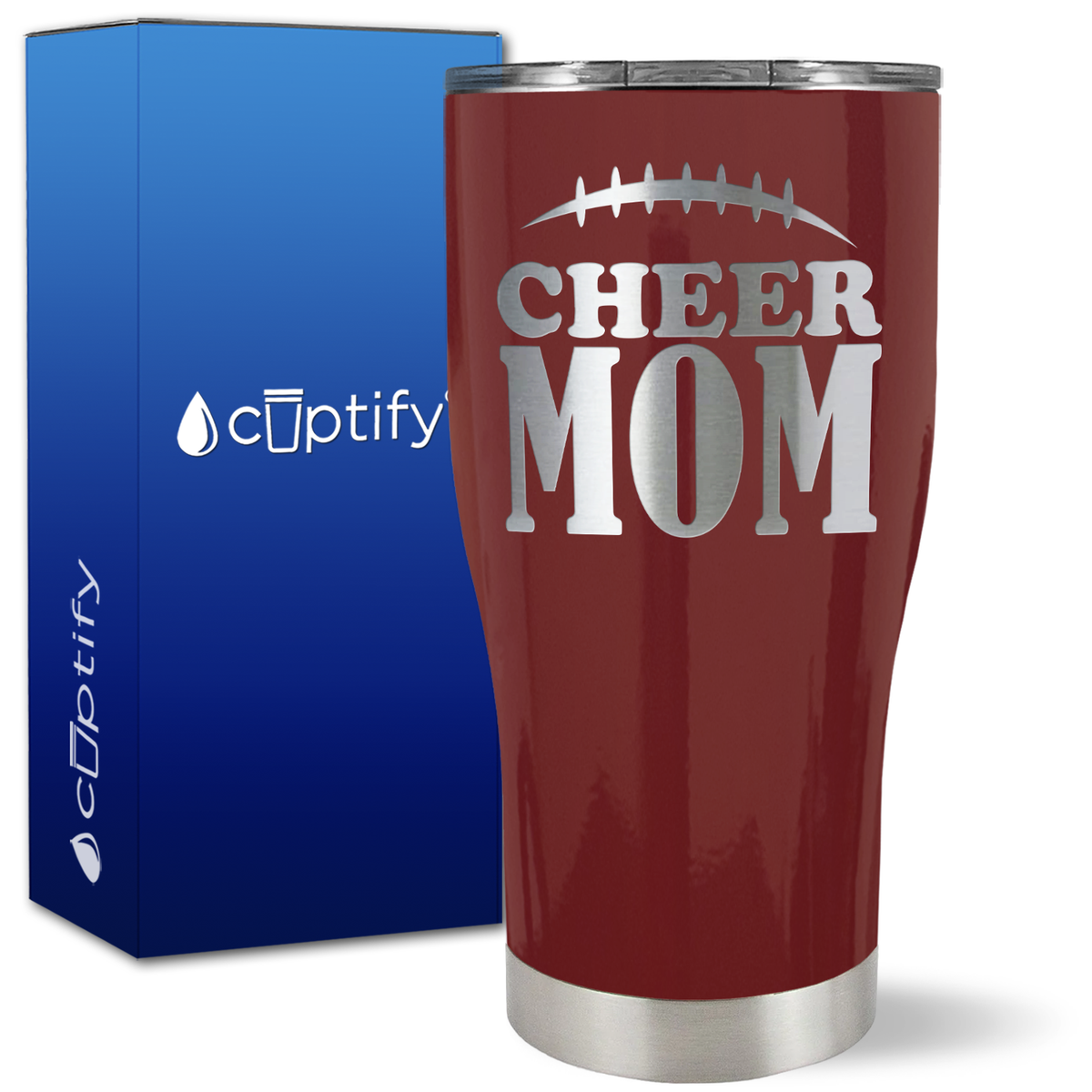 Cheer Mom Football Stitches on 27oz Curve Tumbler