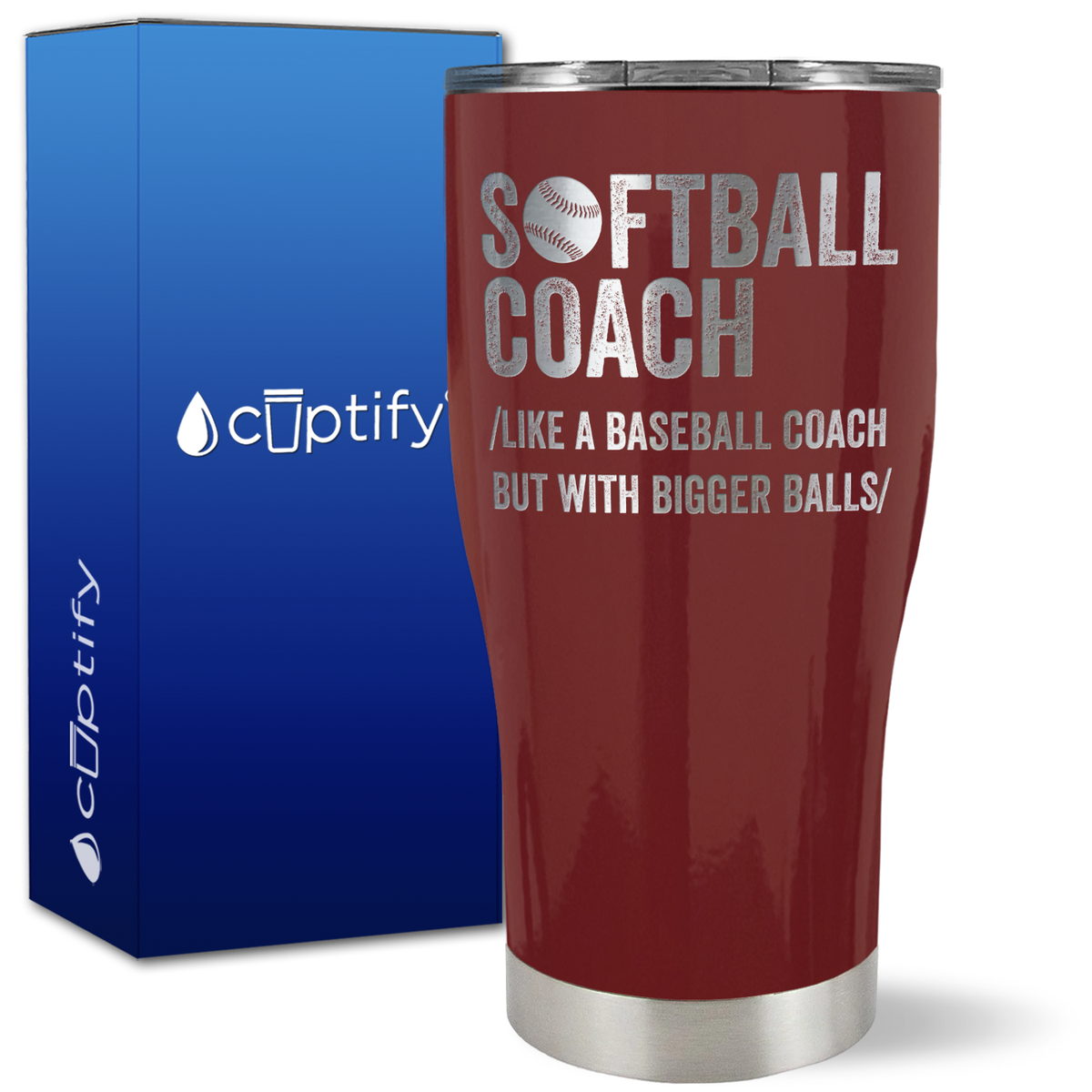 Softball Coach Like a Baseball Coach on 27oz Curve Tumbler