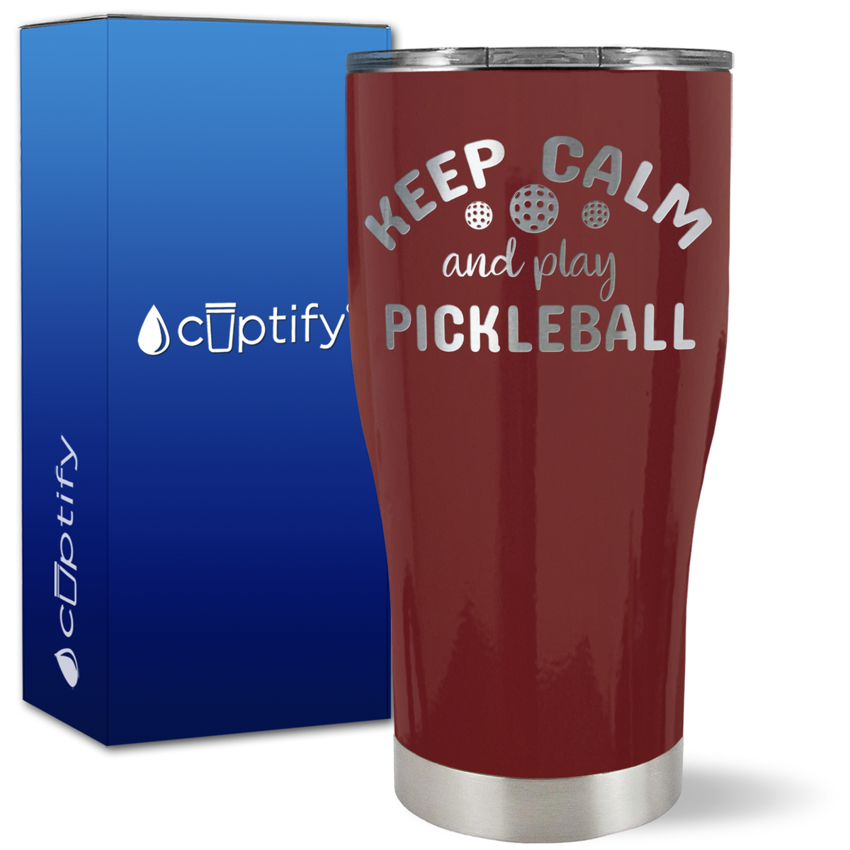 Keep Calm and Play Pickleball on 27oz Curve Tumbler