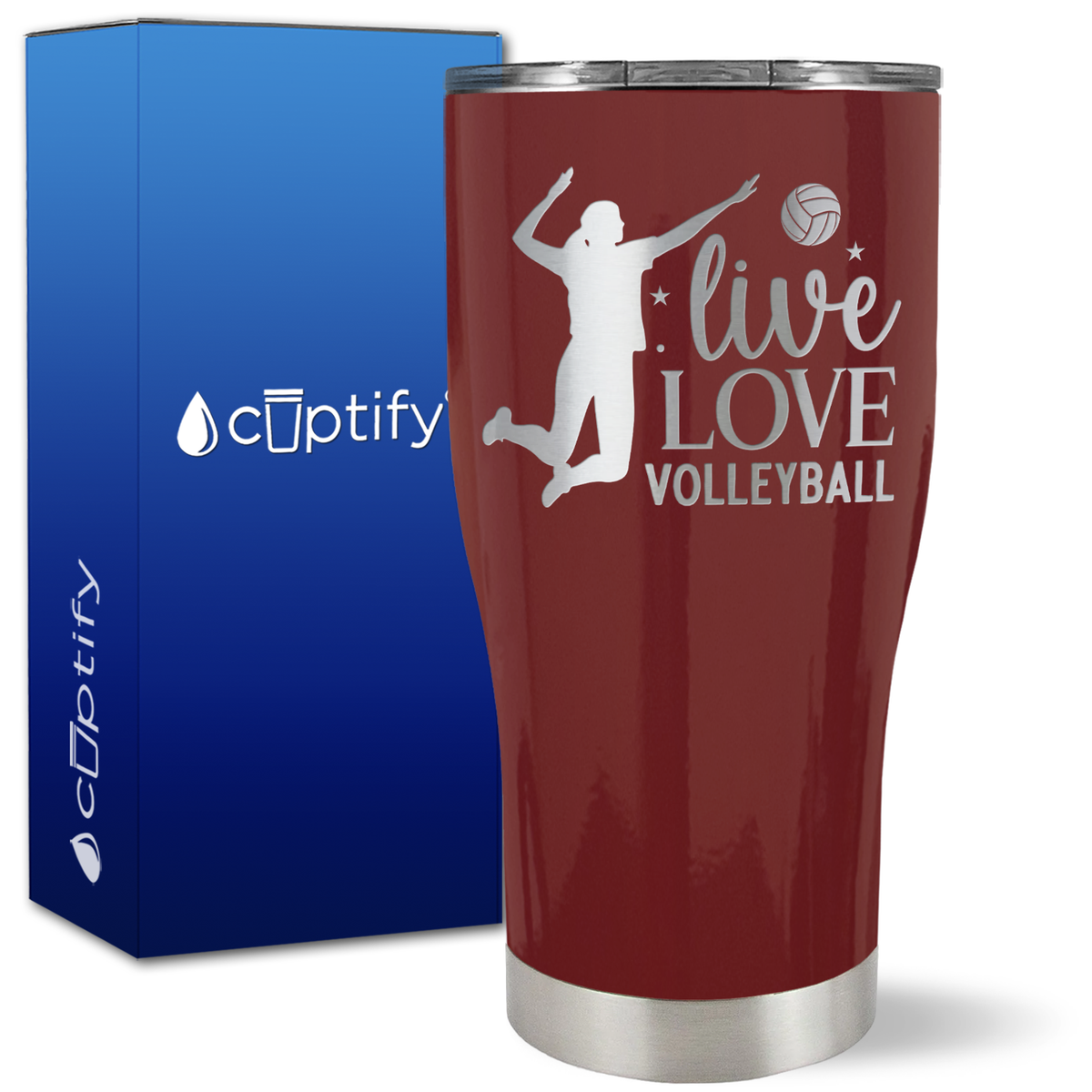 Live Love Volleyball Silhouette on 27oz Curve Tumbler
