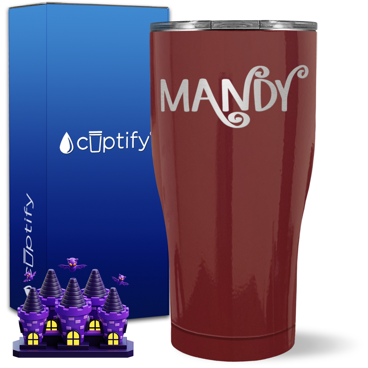 Personalized Curly Spooky Halloween Font on 27oz Curve Tumbler