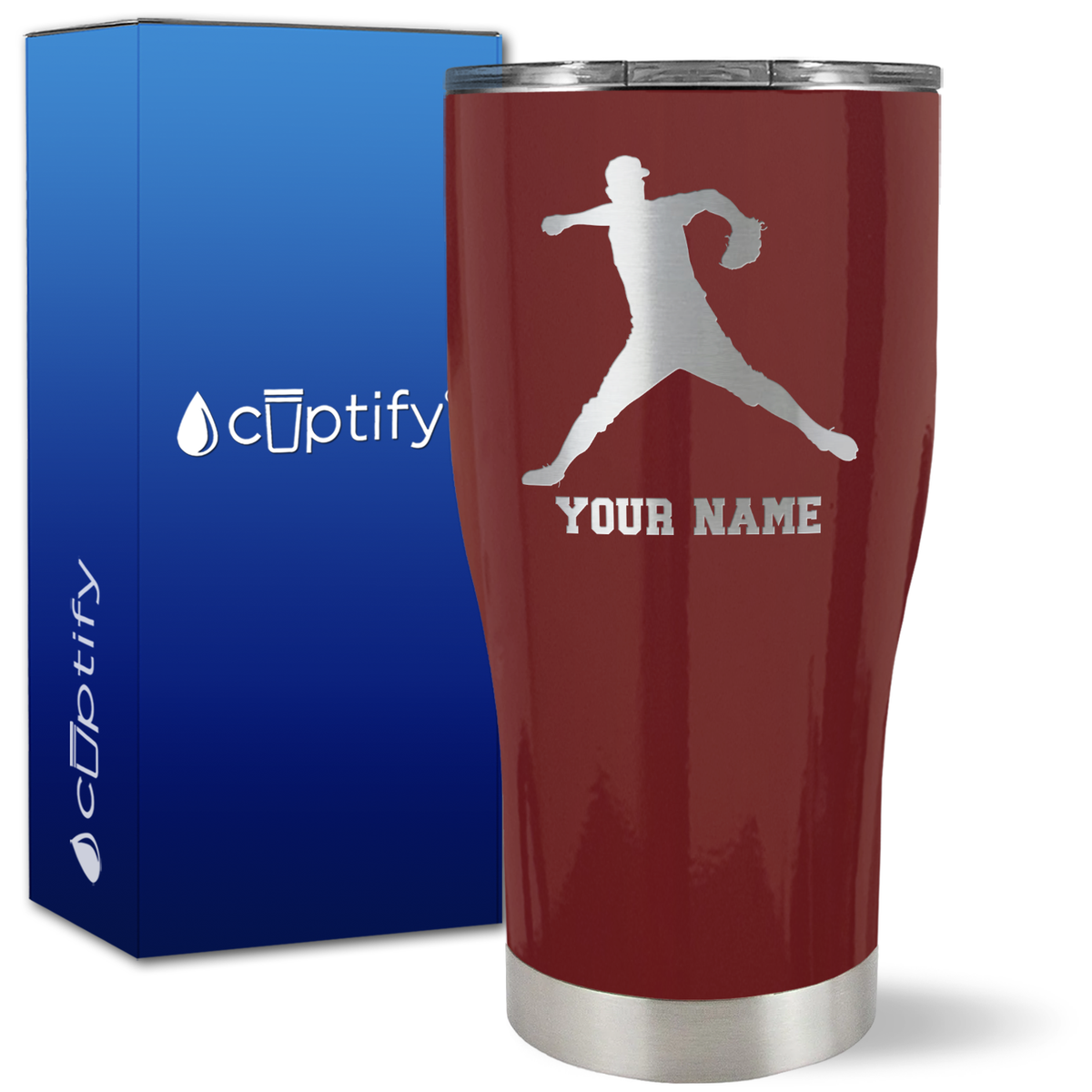 Personalized Baseball Pitcher Player on 27oz Curve Tumbler