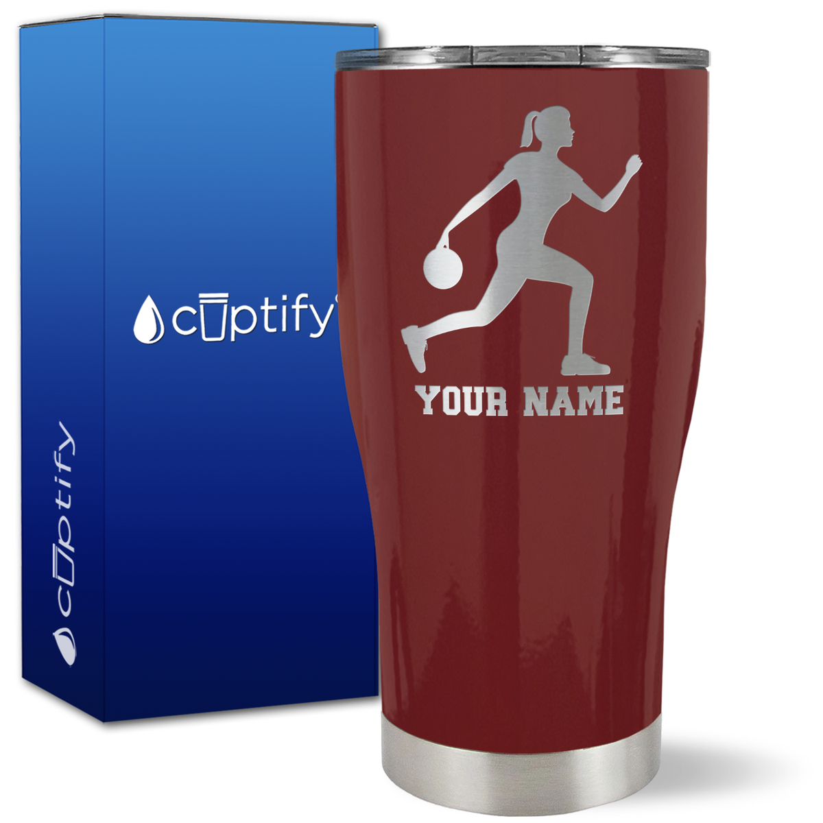 Personalized Woman Bowler on 27oz Curve Tumbler