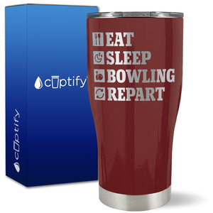 Eat Sleep Bowling Repeat on 27oz Curve Tumbler