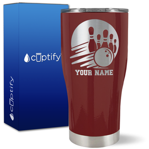 Custom Bowling and Pins on 27oz Curve Tumbler