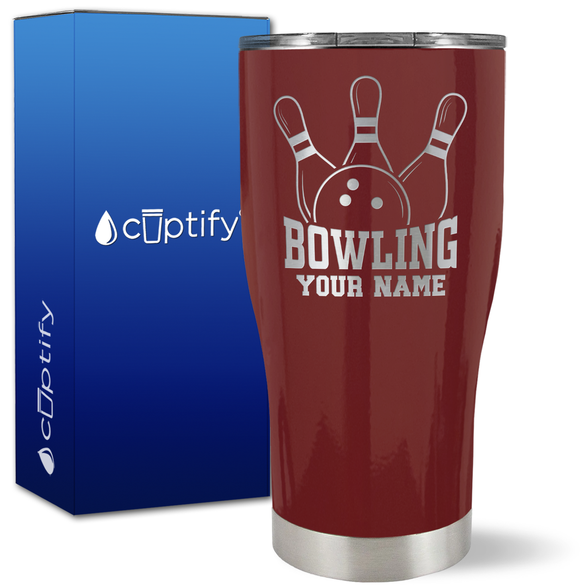 Personalized Bowling on 27oz Curve Tumbler