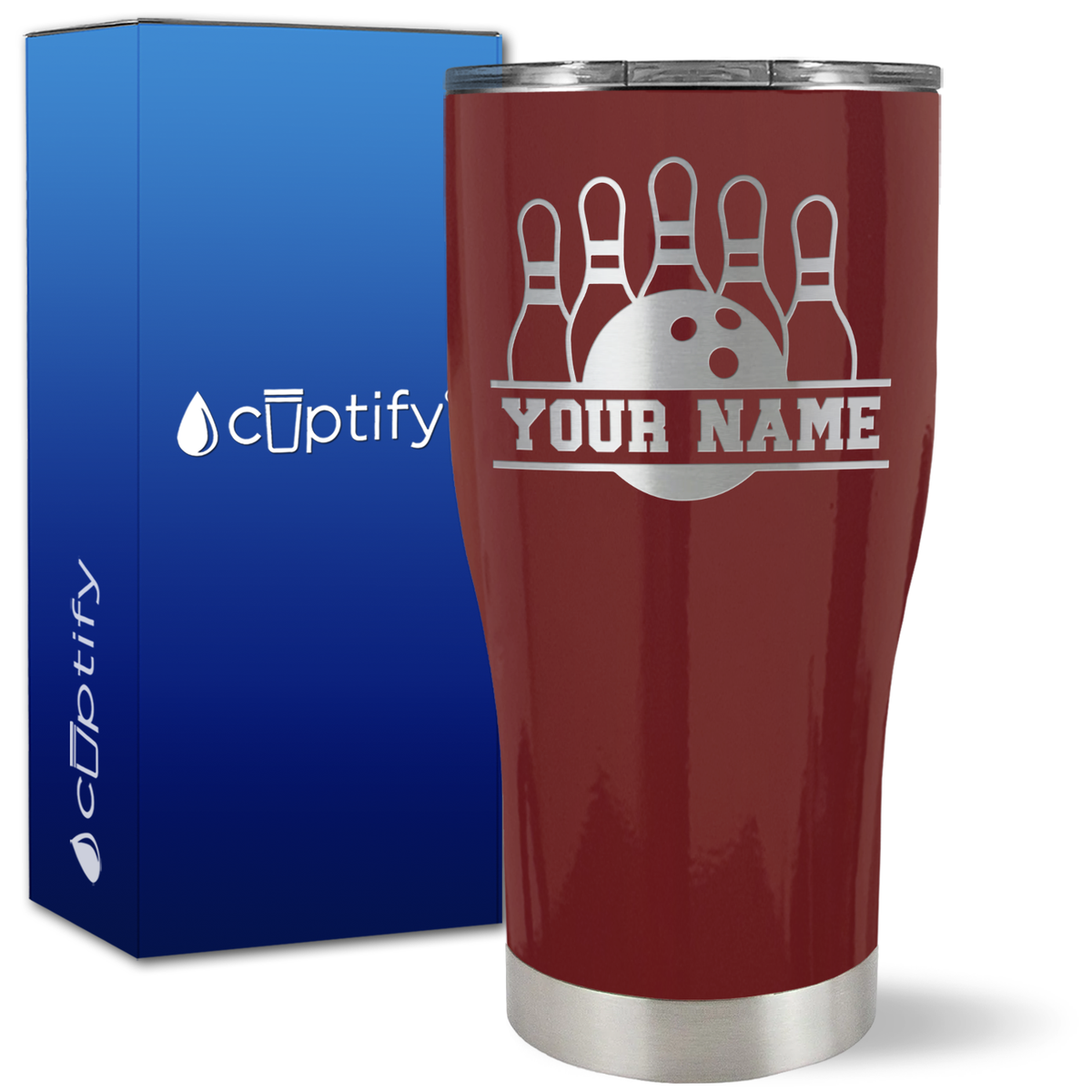 Personalized Split Bowling on 27oz Curve Tumbler
