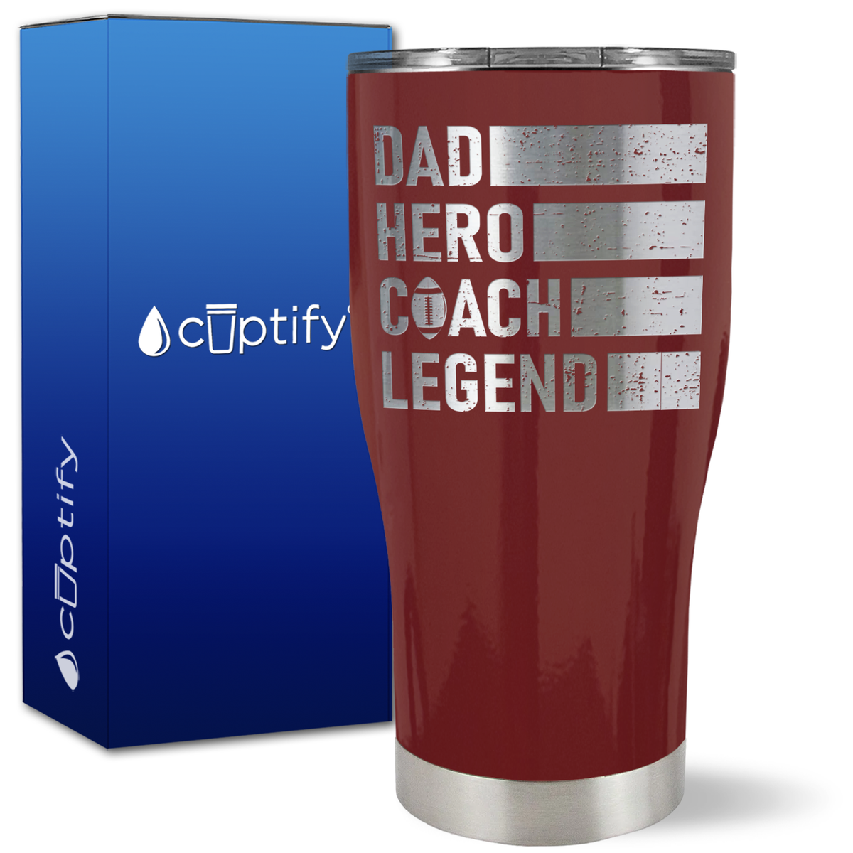 Dad, Hero, Coach, Legend on 27oz Curve Tumbler