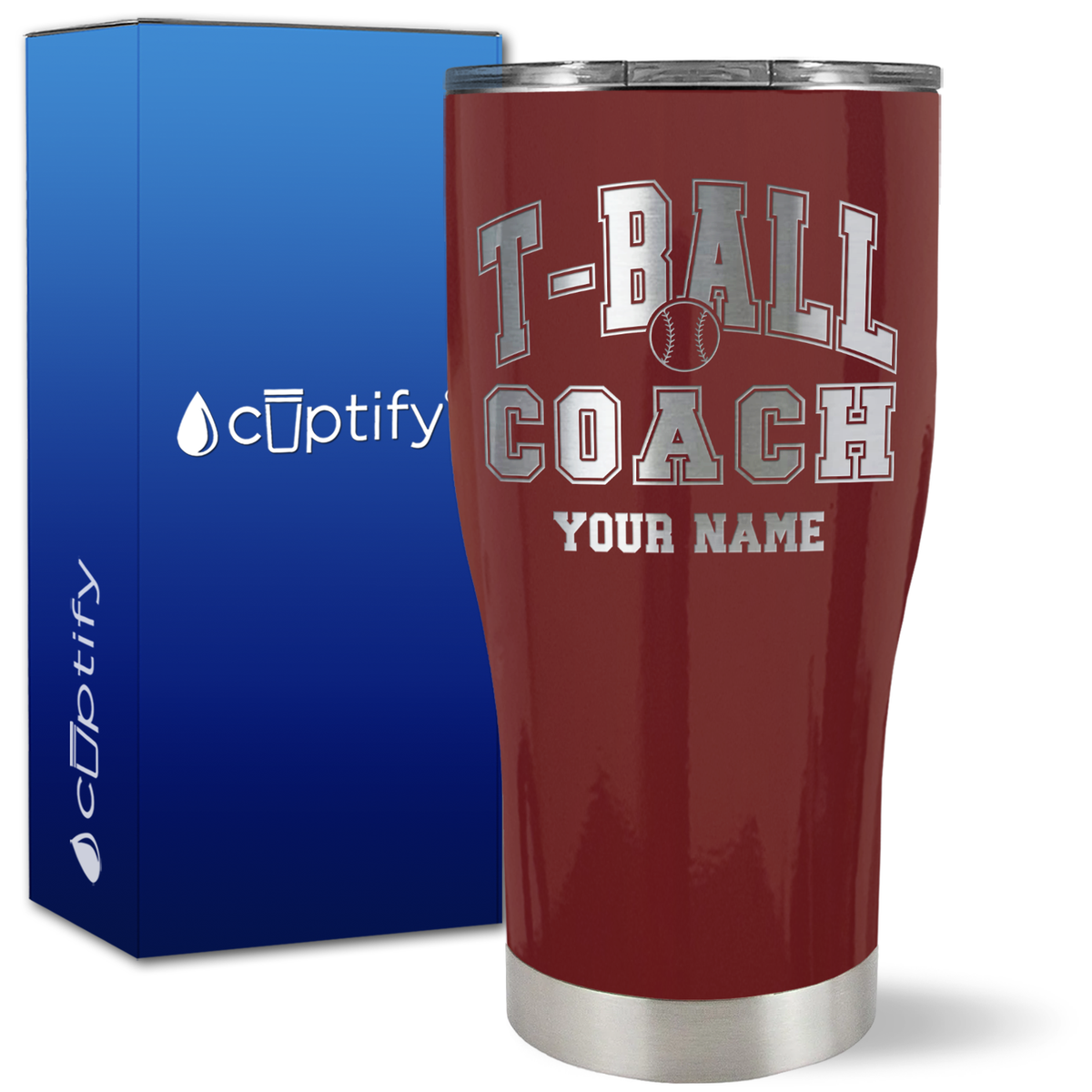 Personalized T-Ball Coach on 27oz Curve Tumbler