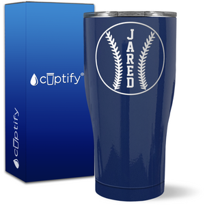 Personalized Baseball Design on 27oz Curve Tumbler