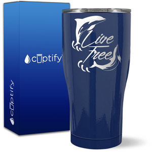 Dolphins Live Free on 27oz Curve Tumbler