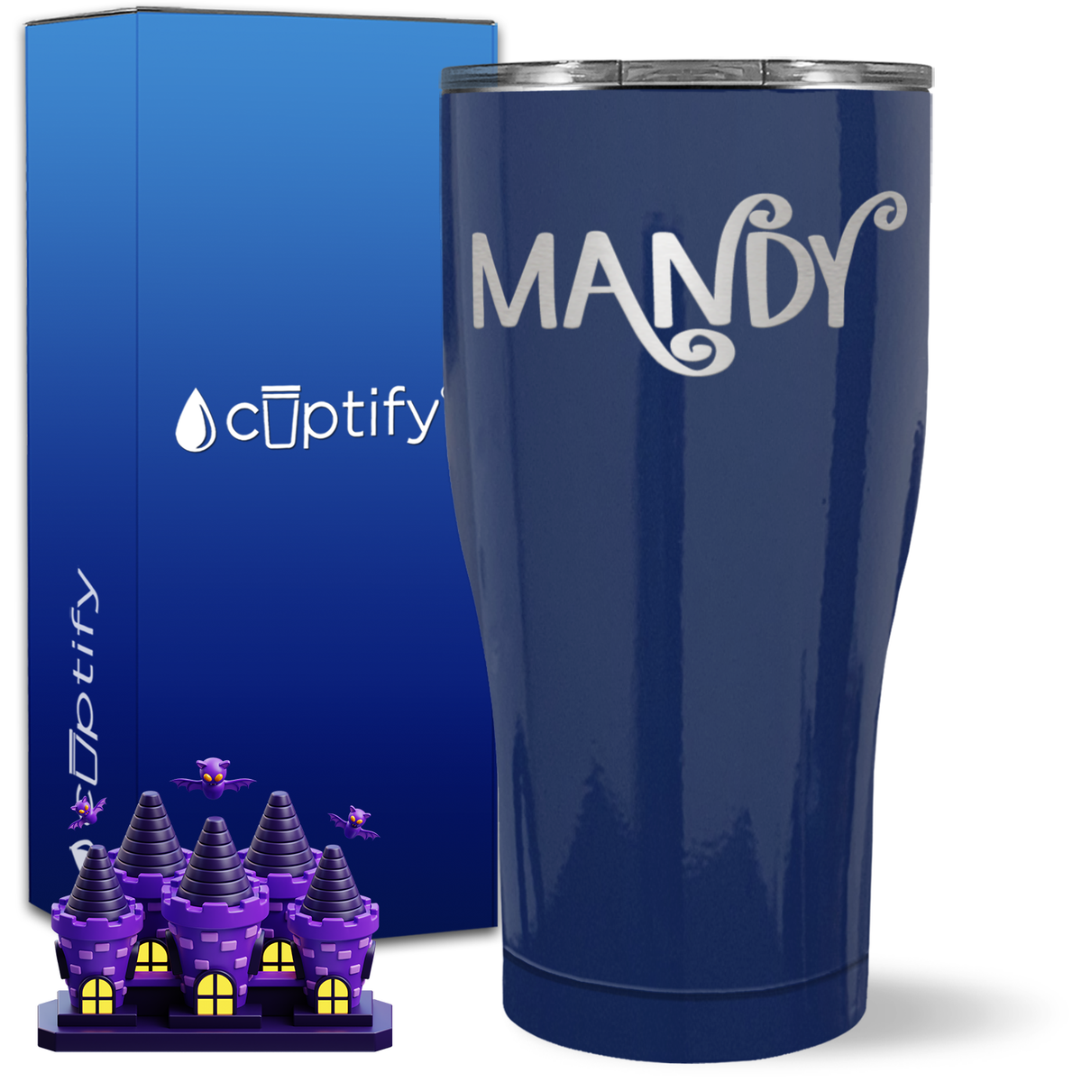 Personalized Curly Spooky Halloween Font on 27oz Curve Tumbler