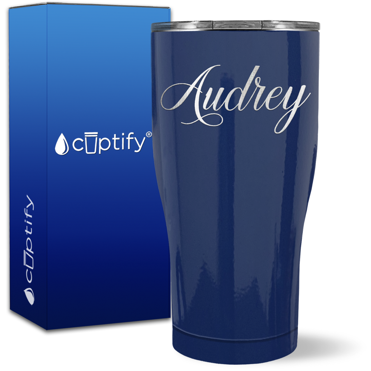 Personalized Navy Blue 27oz Engraved Curve Tumbler