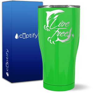 Dolphins Live Free on 27oz Curve Tumbler