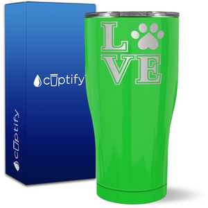 Love Dogs Paw Print on 27oz Curve Tumbler