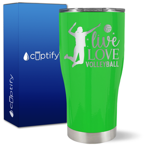Live Love Volleyball Silhouette on 27oz Curve Tumbler