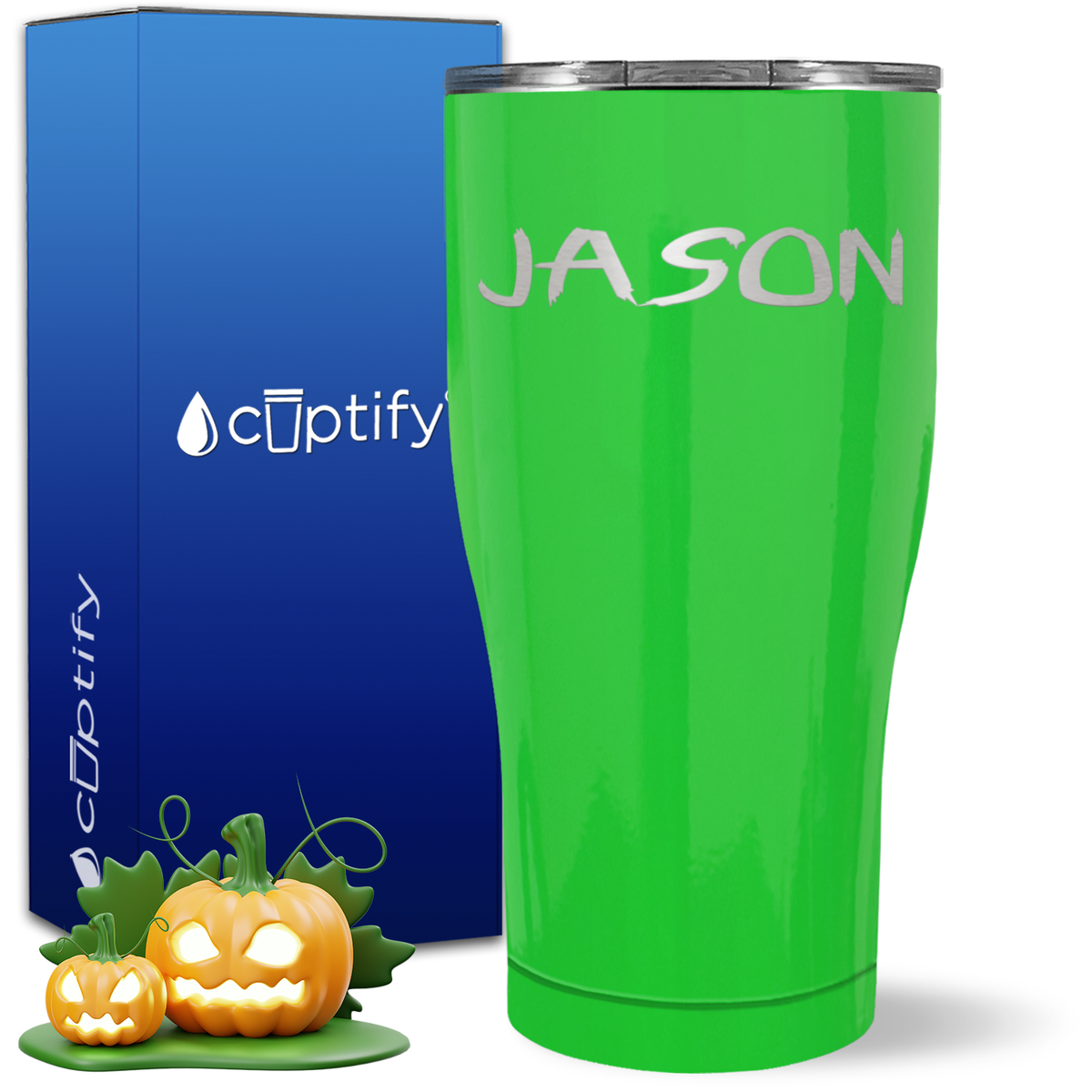 Personalized Scary Halloween Font on 27oz Curve Tumbler