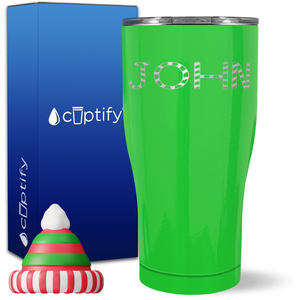 Personalized Candy Canes Christmas Font on 27oz Curve Tumbler