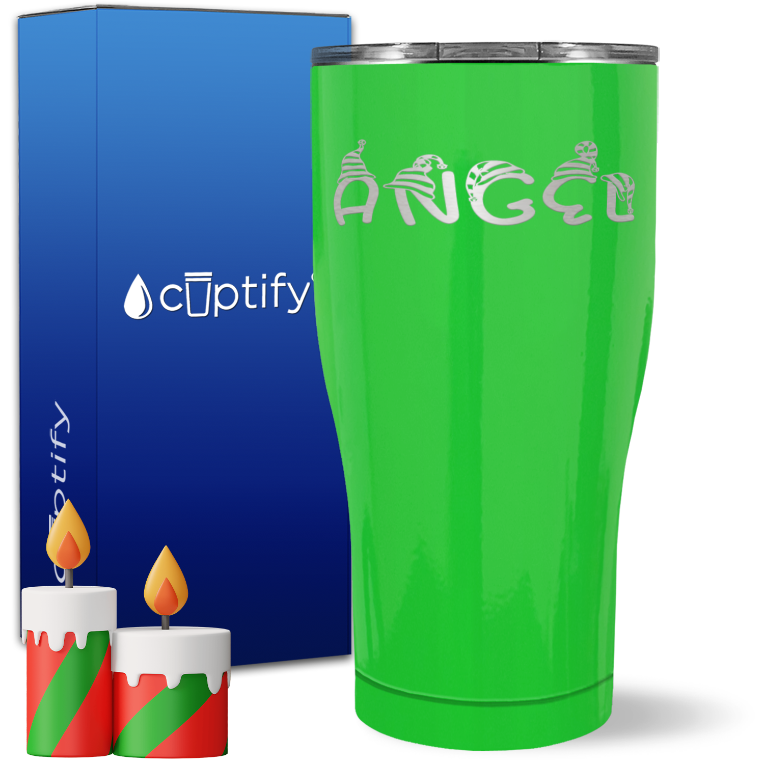 Personalized Elfen Christmas Font on 27oz Curve Tumbler