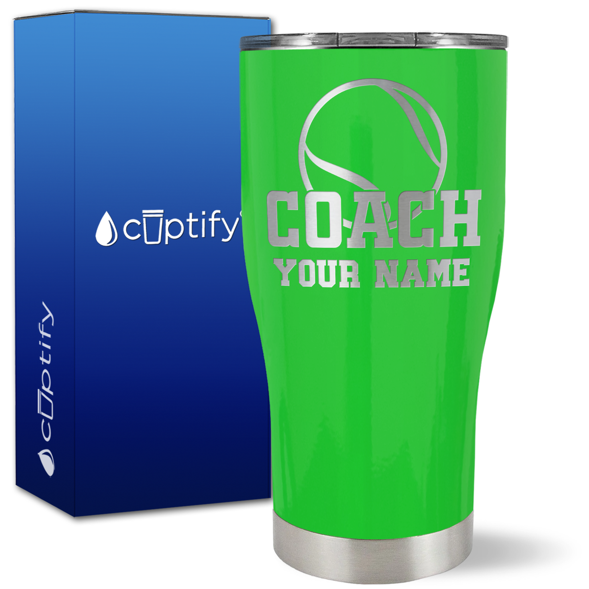 Personalized Coach Tennis Ball on 27oz Curve Tumbler
