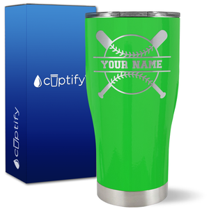 Personalized Baseball and Bats on 27oz Curve Tumbler
