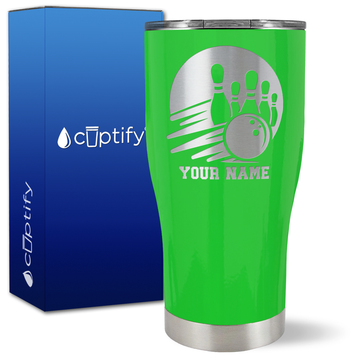 Custom Bowling and Pins on 27oz Curve Tumbler