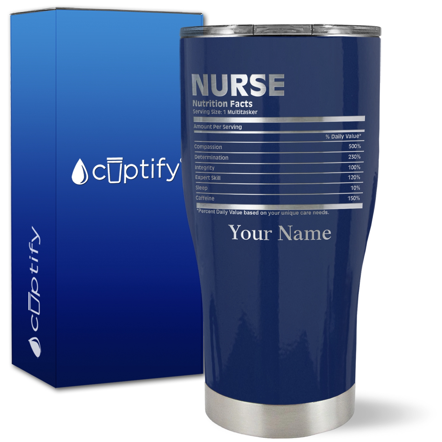 Personalized Nurse Nutrition Facts on 27oz Curve Tumbler