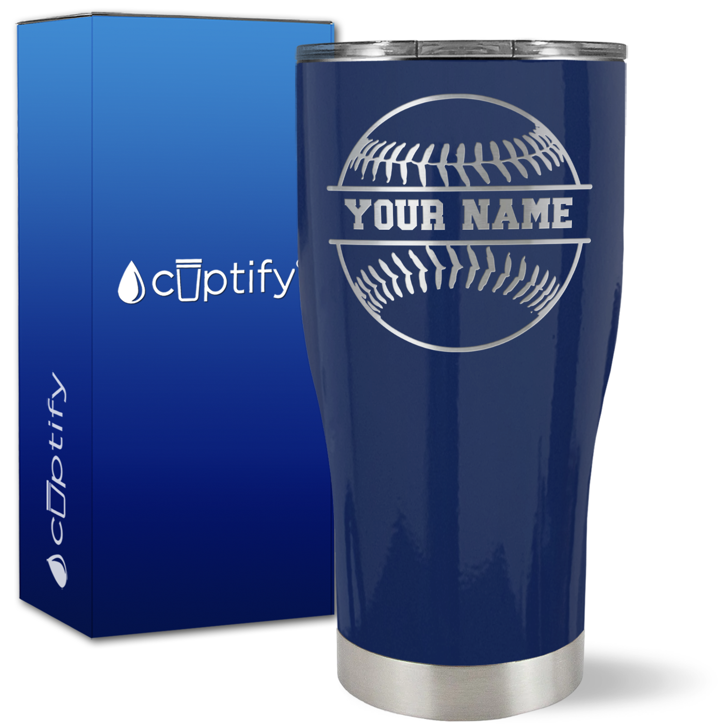 Personalized Baseball on 27oz Curve Tumbler