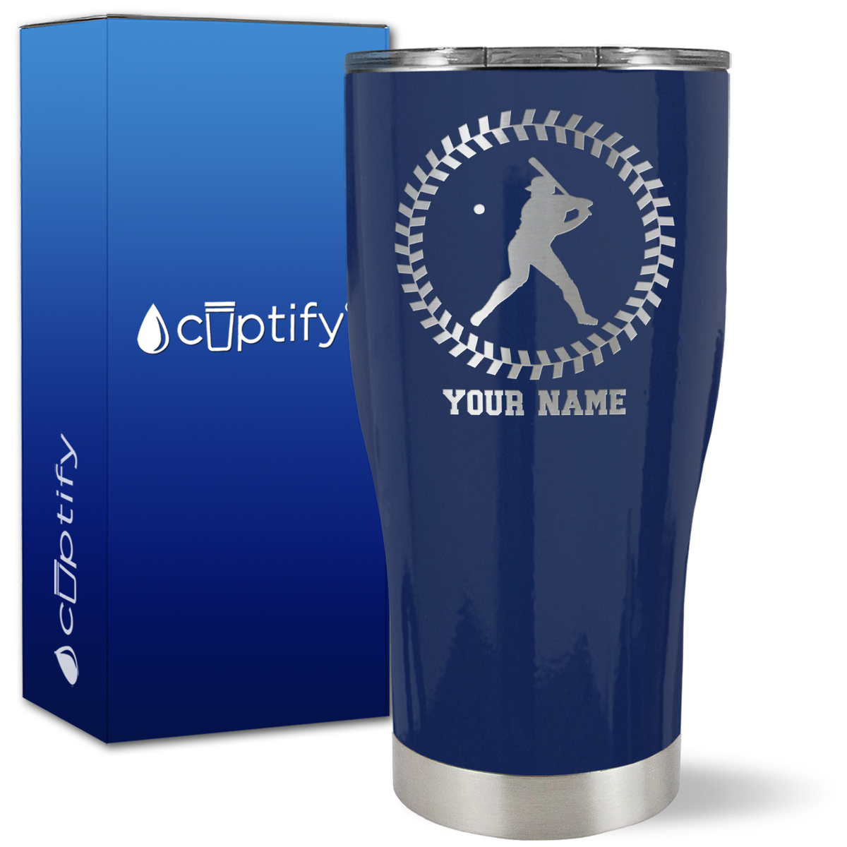 Personalized Baseball Player on 27oz Curve Tumbler